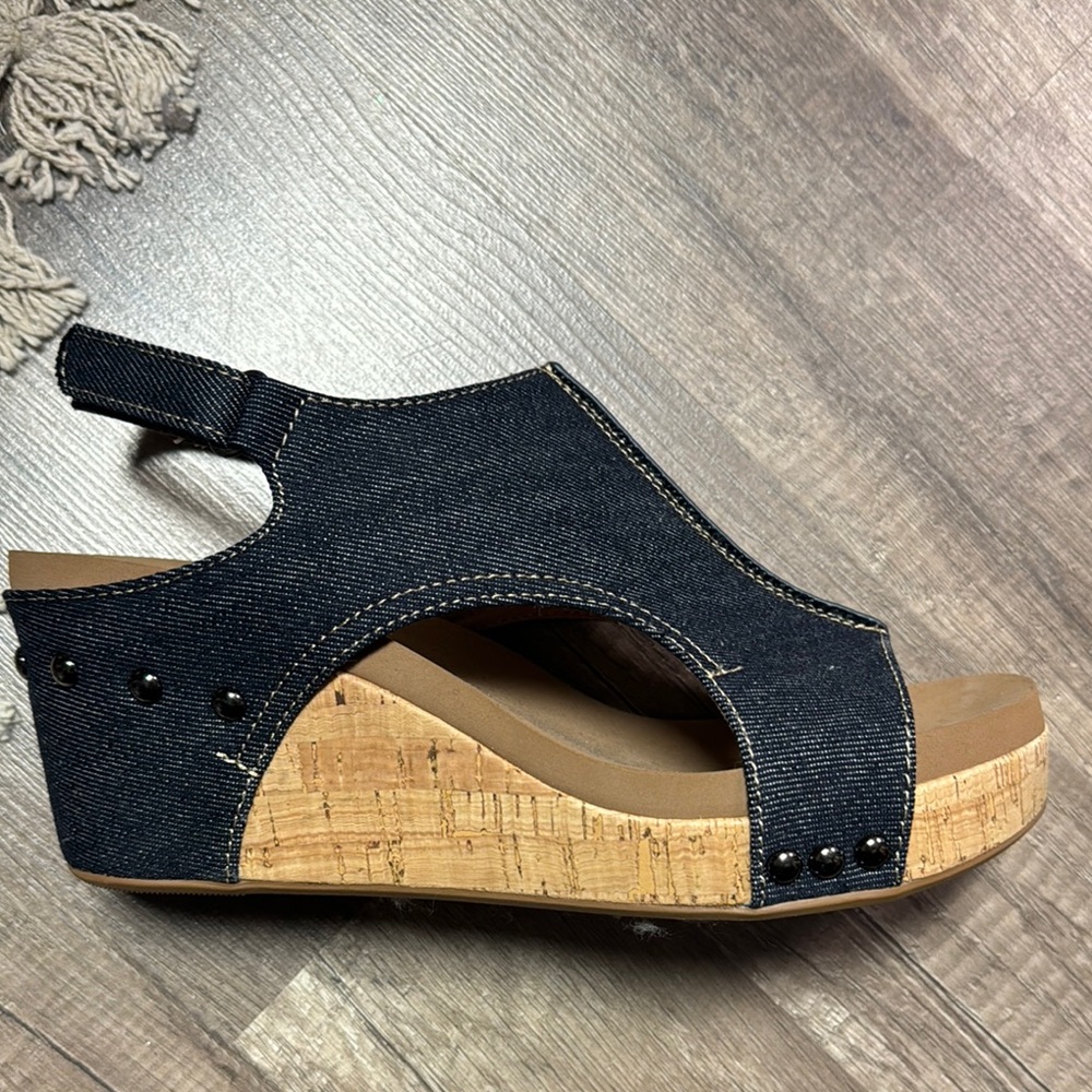 Stylish Denim Wedge Sandals